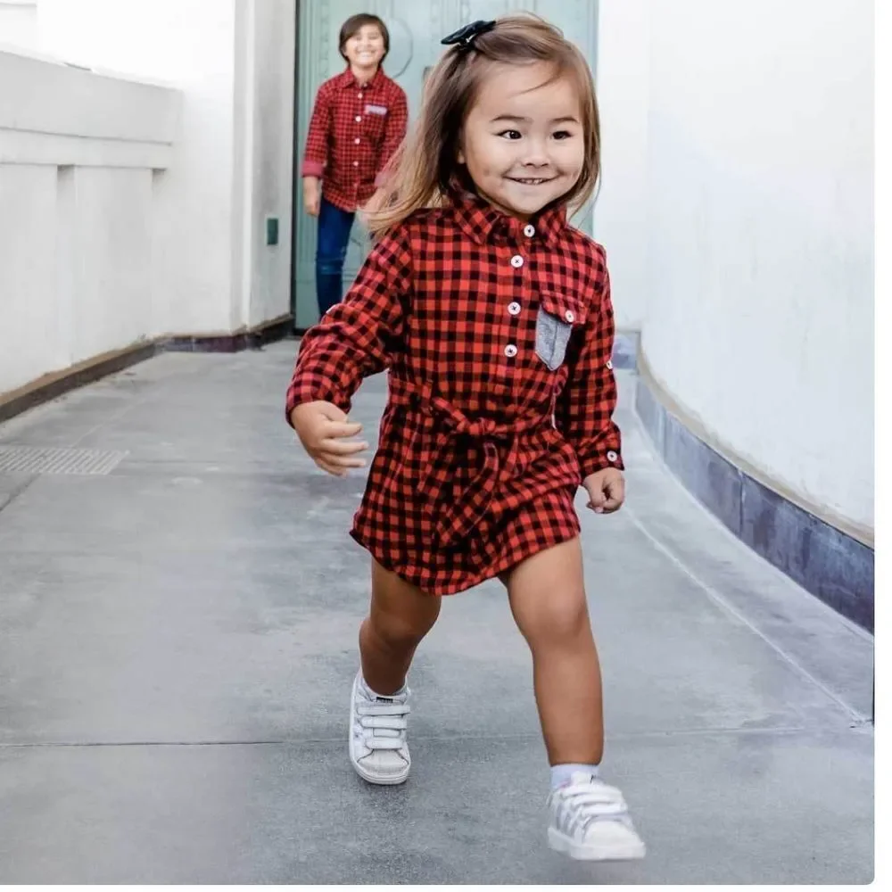 MIKI MIETTE Zofia Noel Dress Red Black Buffalo Check 12 mo New